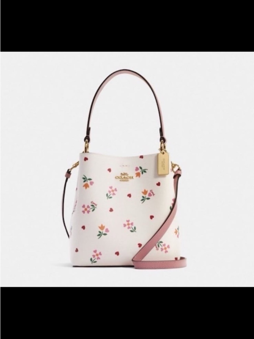 COACH C7976 Small Town Bucket Bag with Heart Petal Print Chalk coach purse - Picture 2 of 11